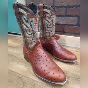 Dingo Ranger Ostrich Print Cowboy Boots 10E